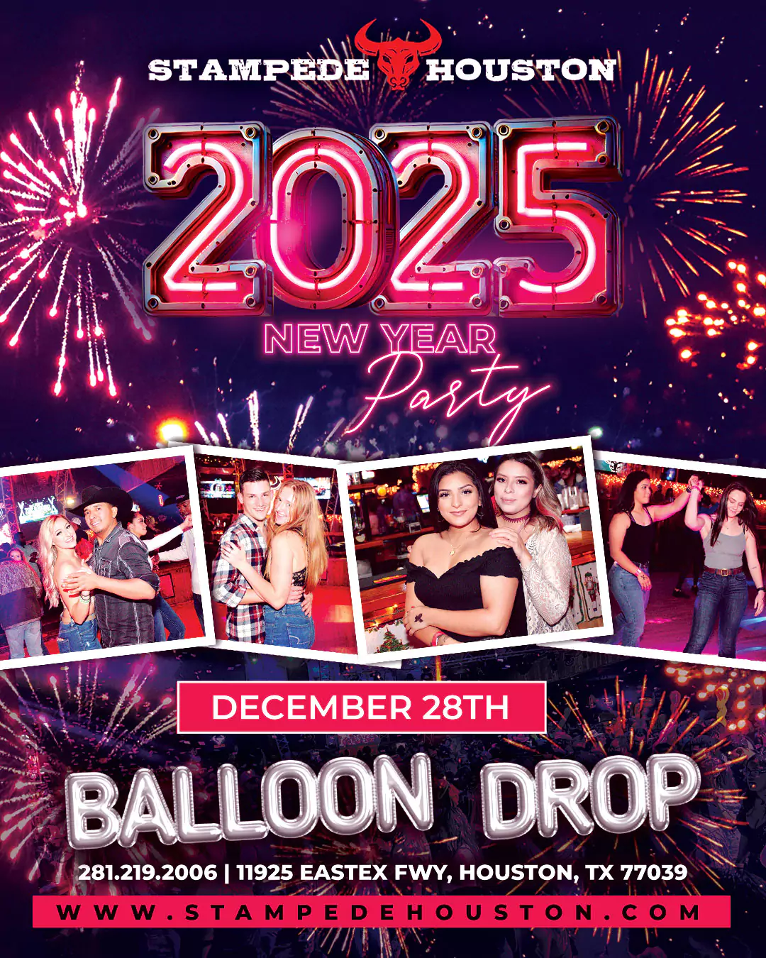 Celebrate the New Year Party at Stampede Houston on Saturday, Dec 28, with a balloon drop and the best Saturday nightlife in Houston!